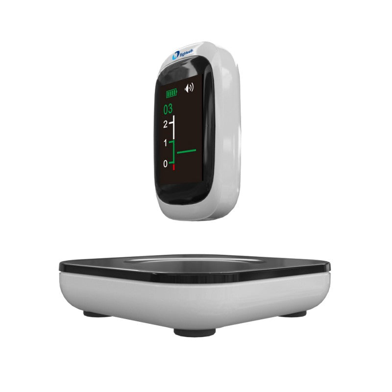 Eighteeth AirPex apex locator above its charging base, side view