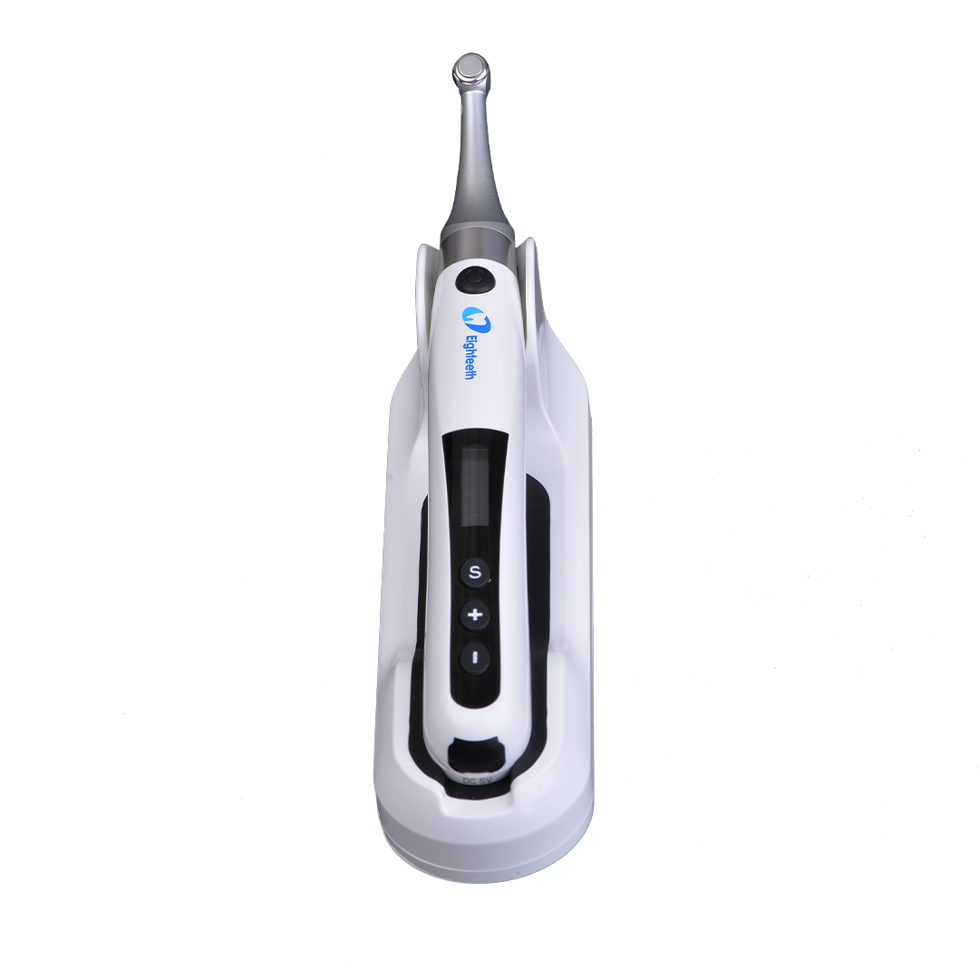 Eighteeth E-Xtreme endo motor in charging base, front view