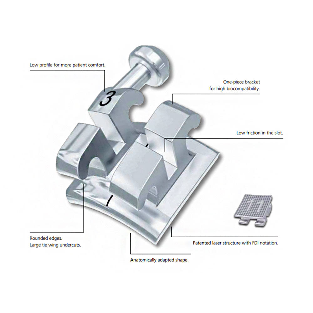 Dentaurum Equilibrium Orthodontic Brackets 022 Slot With Hooks #3 MBT 5x5 single case