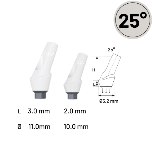 25° Anatomic Angled Zirconia Abutment for Internal Hex RP 3.5