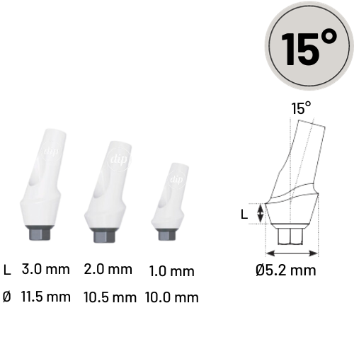 15° Anatomic Angled Zirconia Abutment for Internal Hex RP 3.5