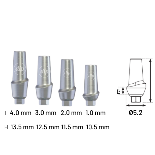 Straight Anatomic Titanium Abutment for Internal Hex RP 3.5