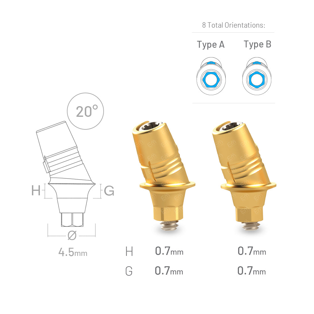MegaGen® AnyOne® Sirona® CEREC compatible 20° angled anterior CAD/CAM Ti-Base