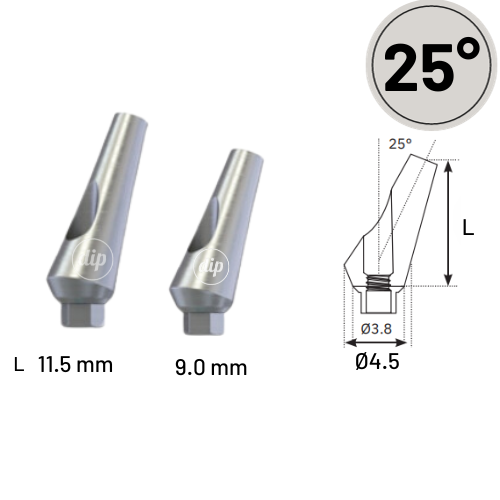 25° Angled Titanium Abutment for Internal Hex RP 3.5