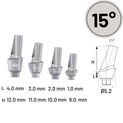 15° Anatomic Angled Titanium Abutment for Internal Hex RP 3.5