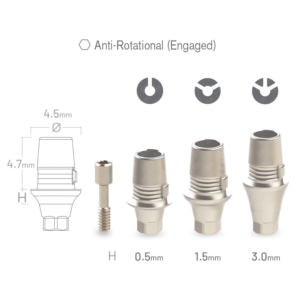 Osstem® TS / Hiossen® ET Mini NP Sirona® CEREC compatible anti-rotational (hex) CAD/CAM Ti-Base