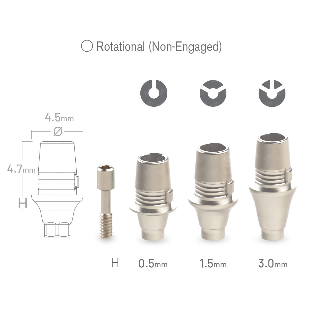 Osstem® TS / Hiossen® ET Mini NP Sirona® CEREC compatible rotational (non-hex) CAD/CAM Ti-Base