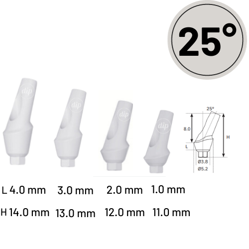 25° Angled Anatomic Peek Abutment for Internal Hex RP 3.5