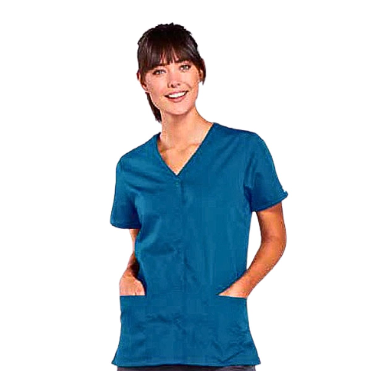 DIP Unisex Dental Robe Short Sleeve Button down Blue