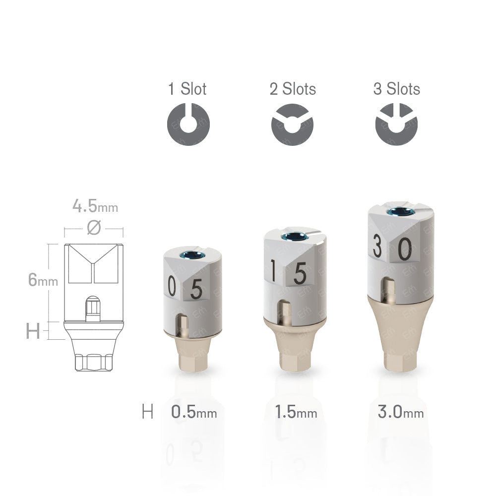 MegaGen® AnyRidge® Sirona® CEREC compatible straight scan body (scan post), heights 0.5, 1.5 and 3.0mm, Morse Taper Ø3.5 - Ø8.0